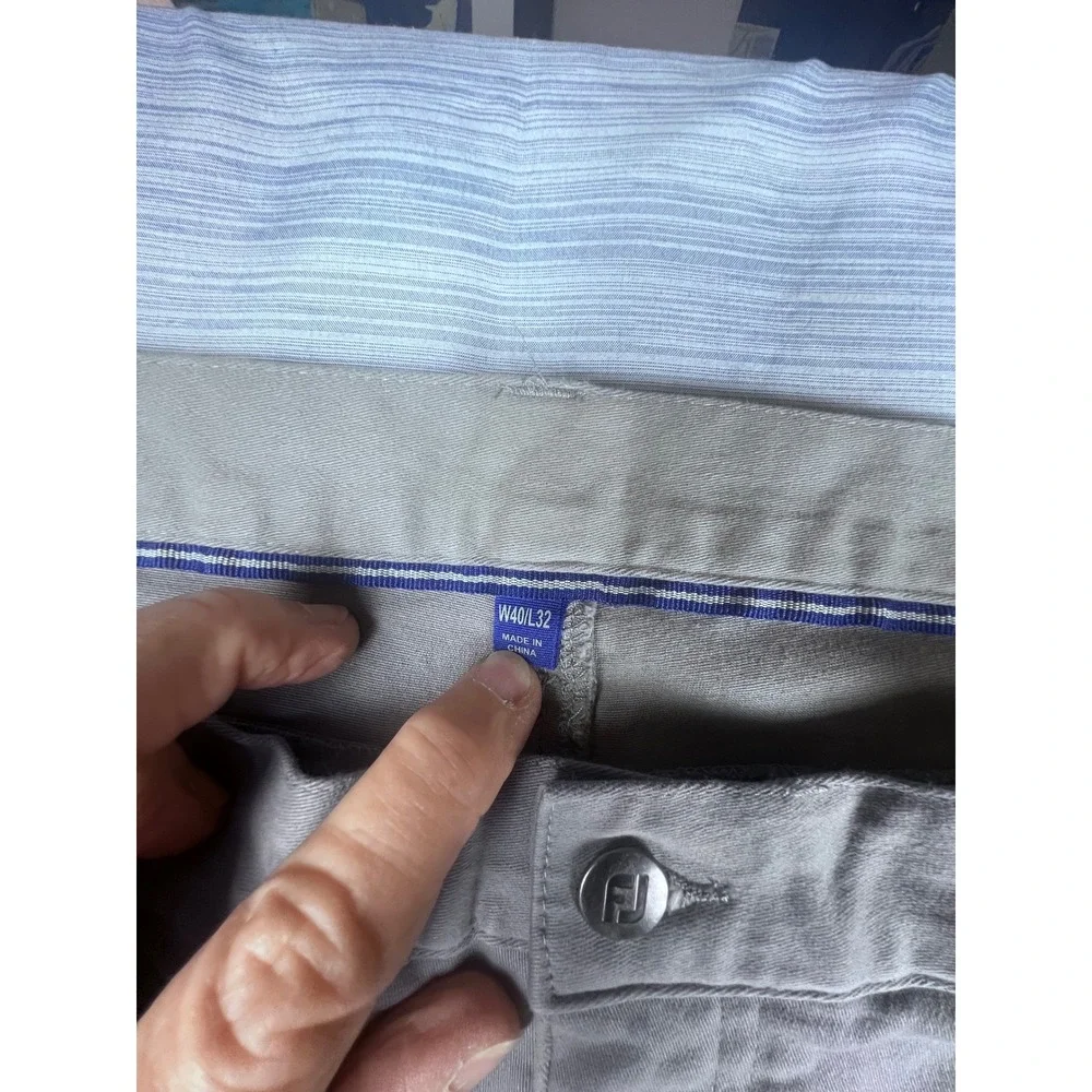 FootJoy Mens 5-Pocket Golf Pants Gray Tan Khaki Cotton Stretch W40‎ L32